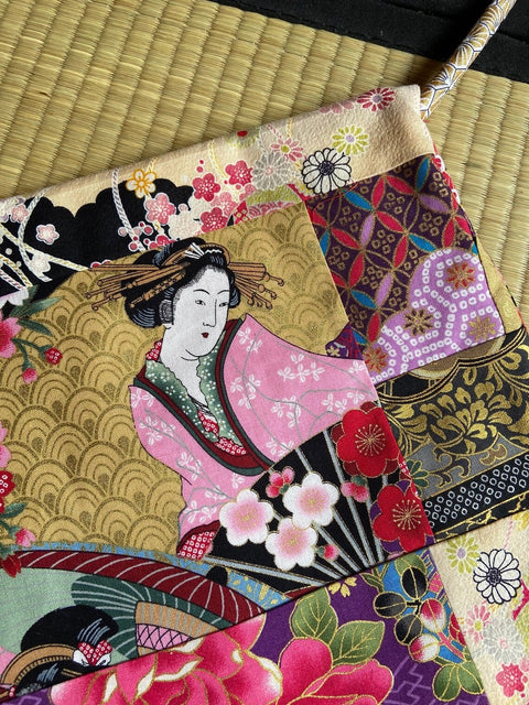 Sac Bandoulière Patchwork de tissus japonais, de forme rectangulaire