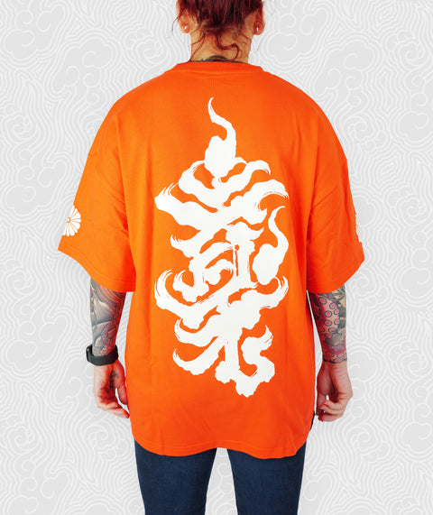 Oversized fit Tee - Orange / Glow in the Dark Bonji