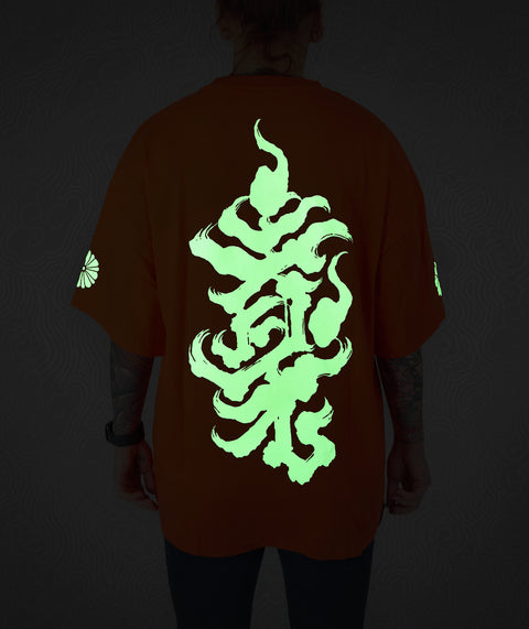 Oversized fit Tee - Orange / Glow in the Dark Bonji