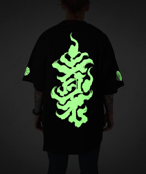 Oversized fit Tee - Black / Glow in the Dark Bonji