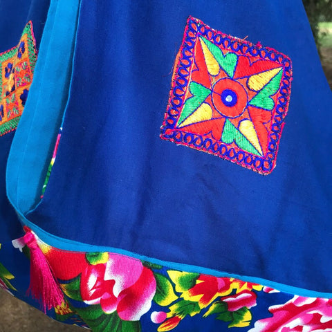 Sac AZUMA BUKURO Patchwork de tissus, français et chinois, et de broderies indiennes